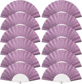 12 Pack Handheld Fan,Folding Hand Glitter Fan with Shining Transparent Fan Rib – Ideal for Wedding, Church, Festival, Dance, Tea Party, Club, and EDM Accessories, Purple