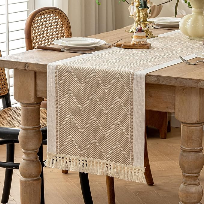 Table Runners 138 Inches,Waterproof Boho Table Runner with Tassel Fringe,Table Runner for Party Coffee Table