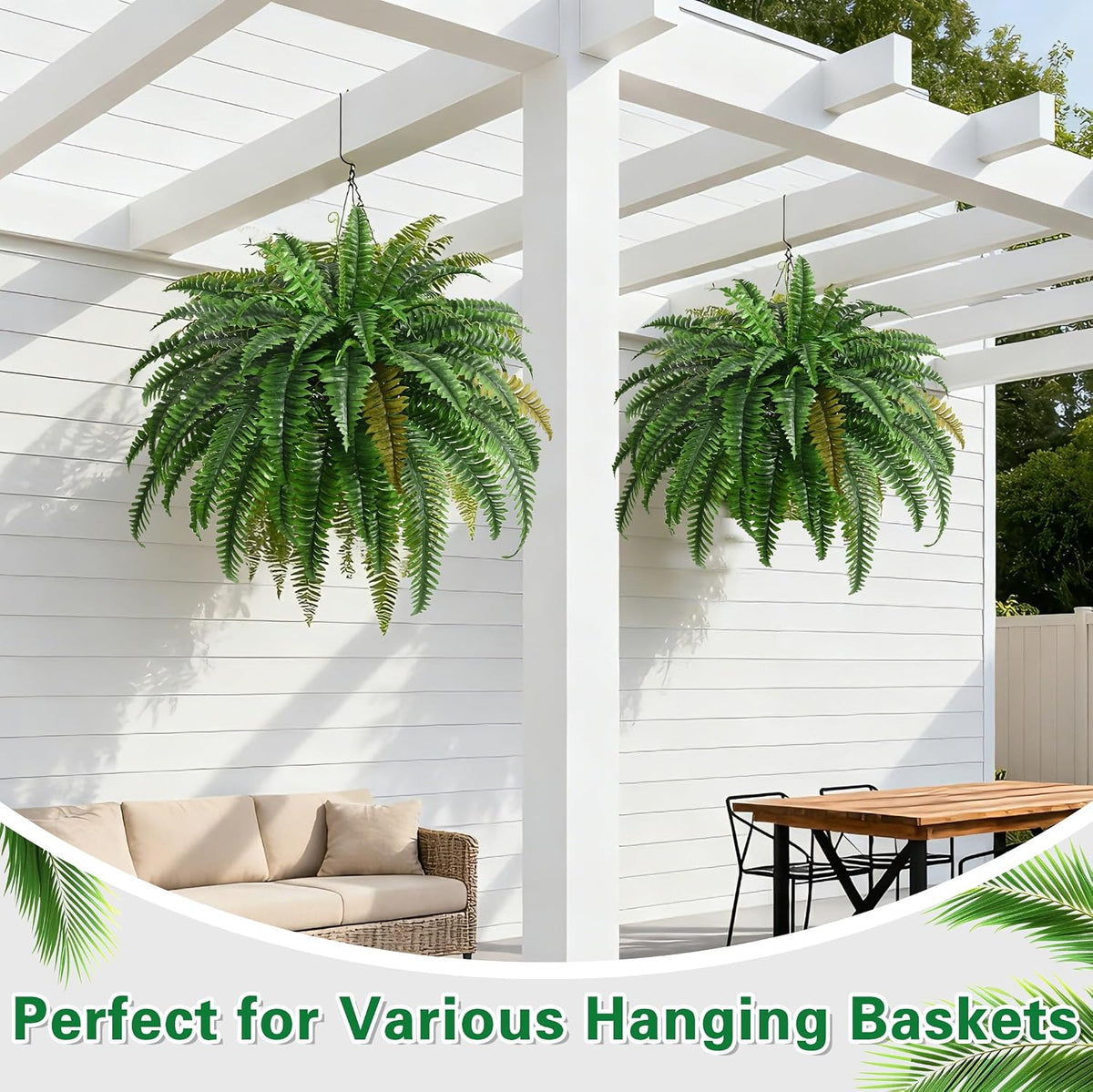 45in fake ferns- large artificial plants outdoor, uv, side view