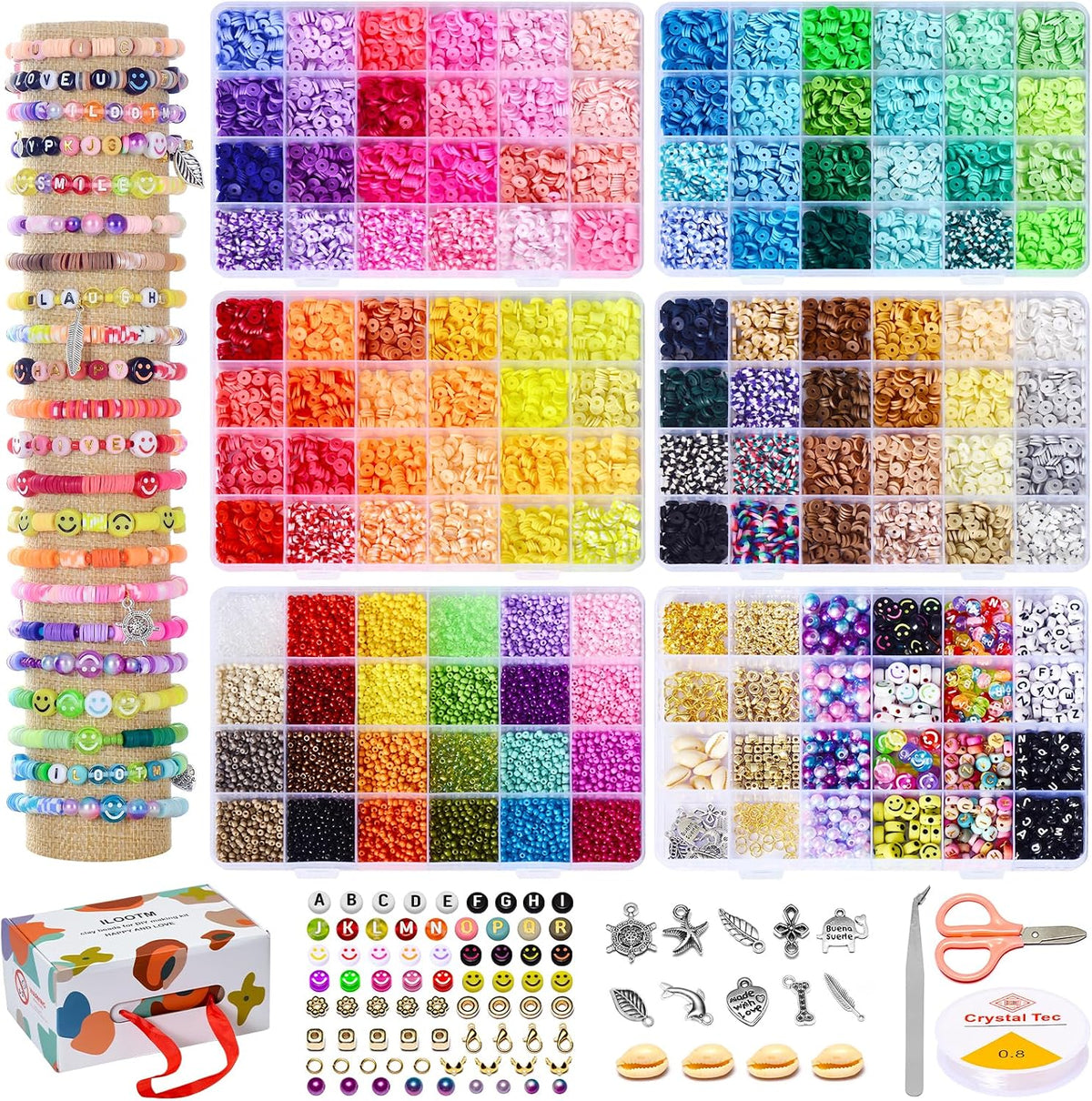 ilootm friendship bracelet making kit, 16800pcs beads for, main product view