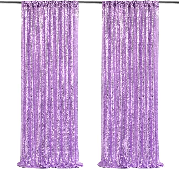 Light Purple Sequin Backdrop Curtains 2 Panels 2FTx8FT Photo Backdrop Glitter Birthday Party Curtains