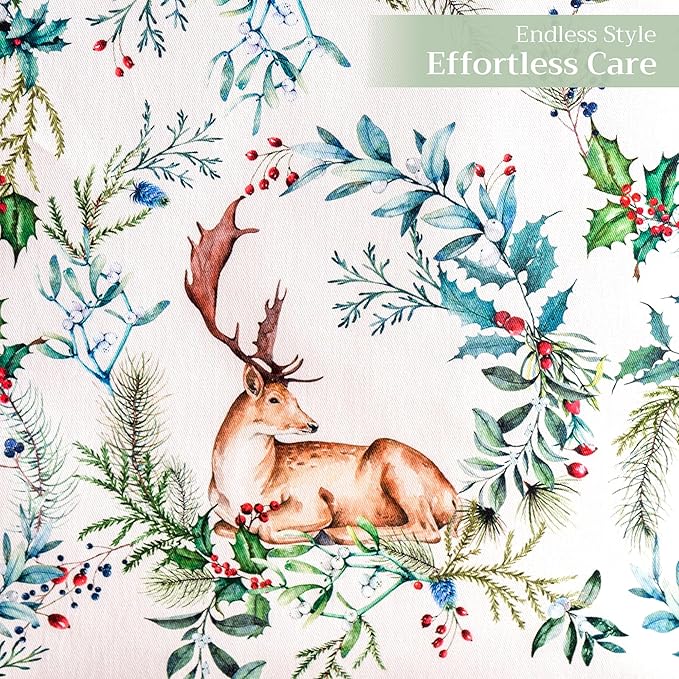 Maison d' Hermine Table Runner 100% Cotton Single Layer Table Runners 72 inches Long for Thanksgiving Christmas Decorations Home Kitchen Dining Party Wedding (Holly Time, 14.5" x 72")