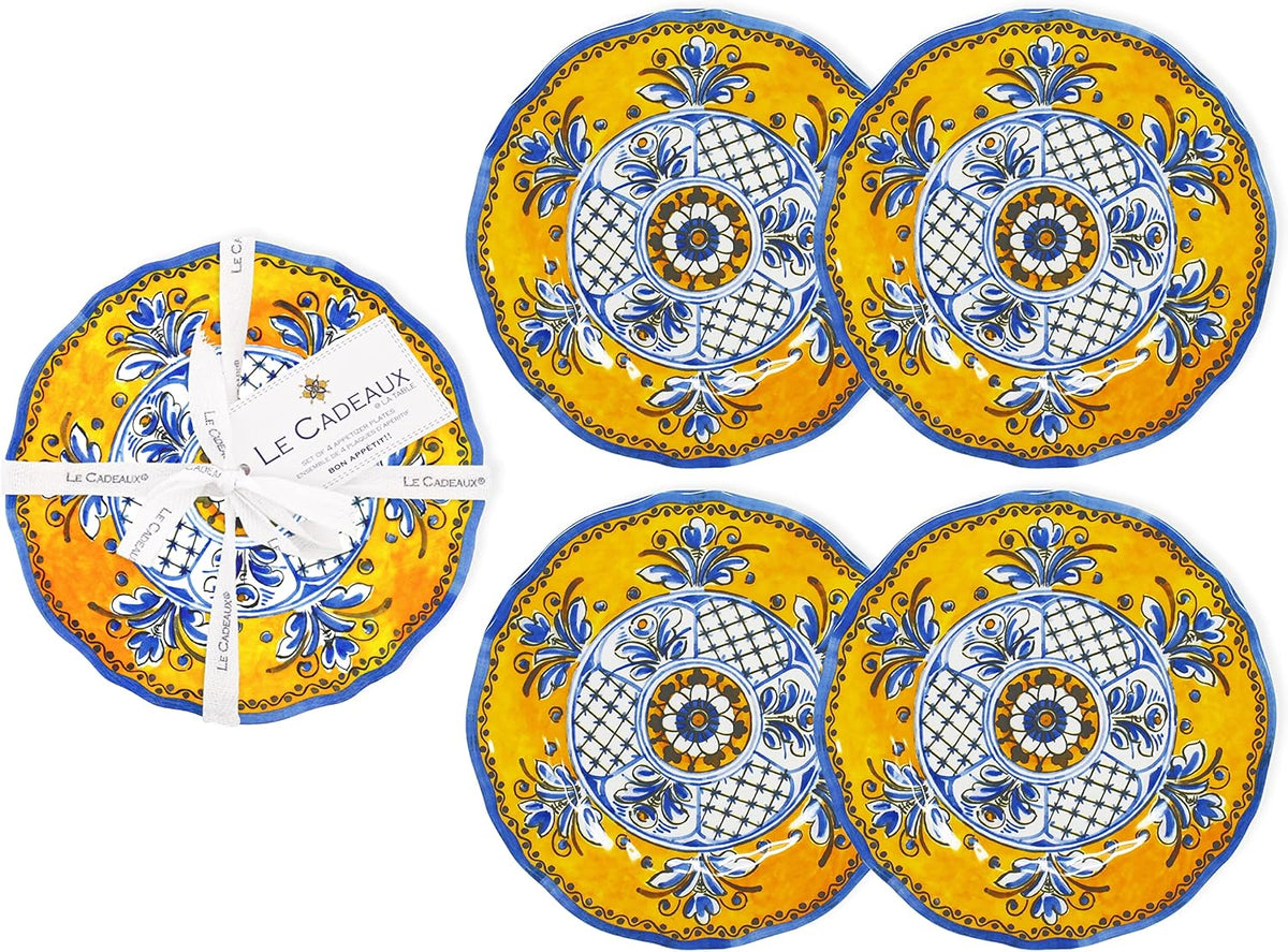 Le Cadeaux 097BEN Benidorm Appetizer Plates Set of 4, 6 inches, Multicolor