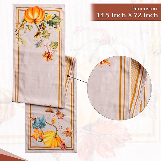 Maison d' Hermine Table Runner 100% Cotton Double Layer Table Runners 72 inches Long Decorative for Home Kitchen Dining Party Baby Shower Wedding Bridal Shower (Potiron, 14.50" x 72")