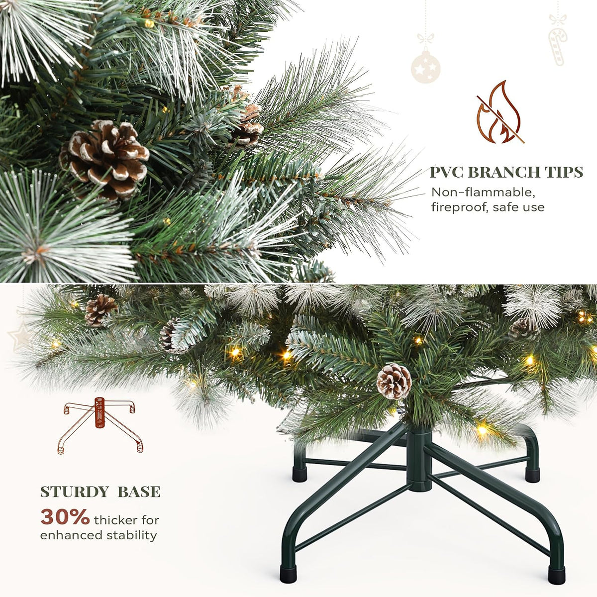 yitahome 4.5ft prelit christmas tree w/pine cones &, package contents