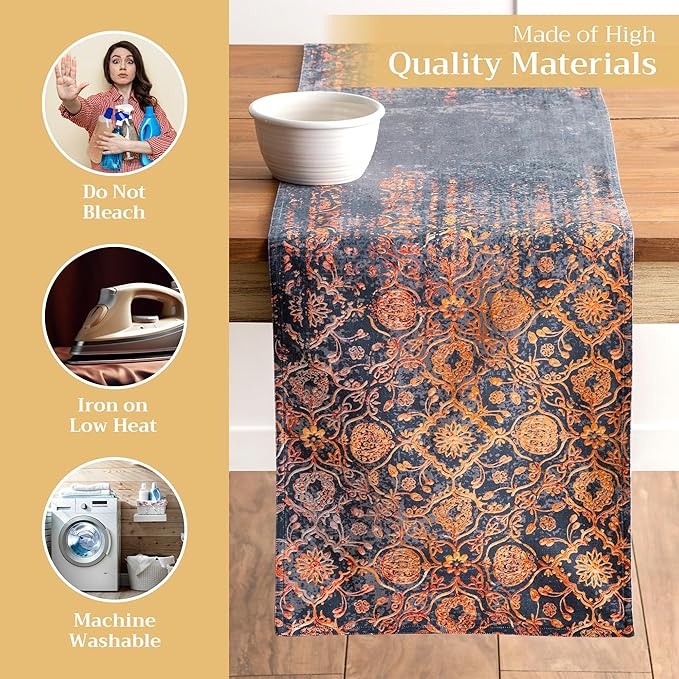 Maison d' Hermine Table Runner 100% Cotton Double Layer Table Runners 72 inches Long for Thanksgiving Christmas Decorations Home Kitchen Dining Party Wedding (Imperfection, 14.5" x 72")