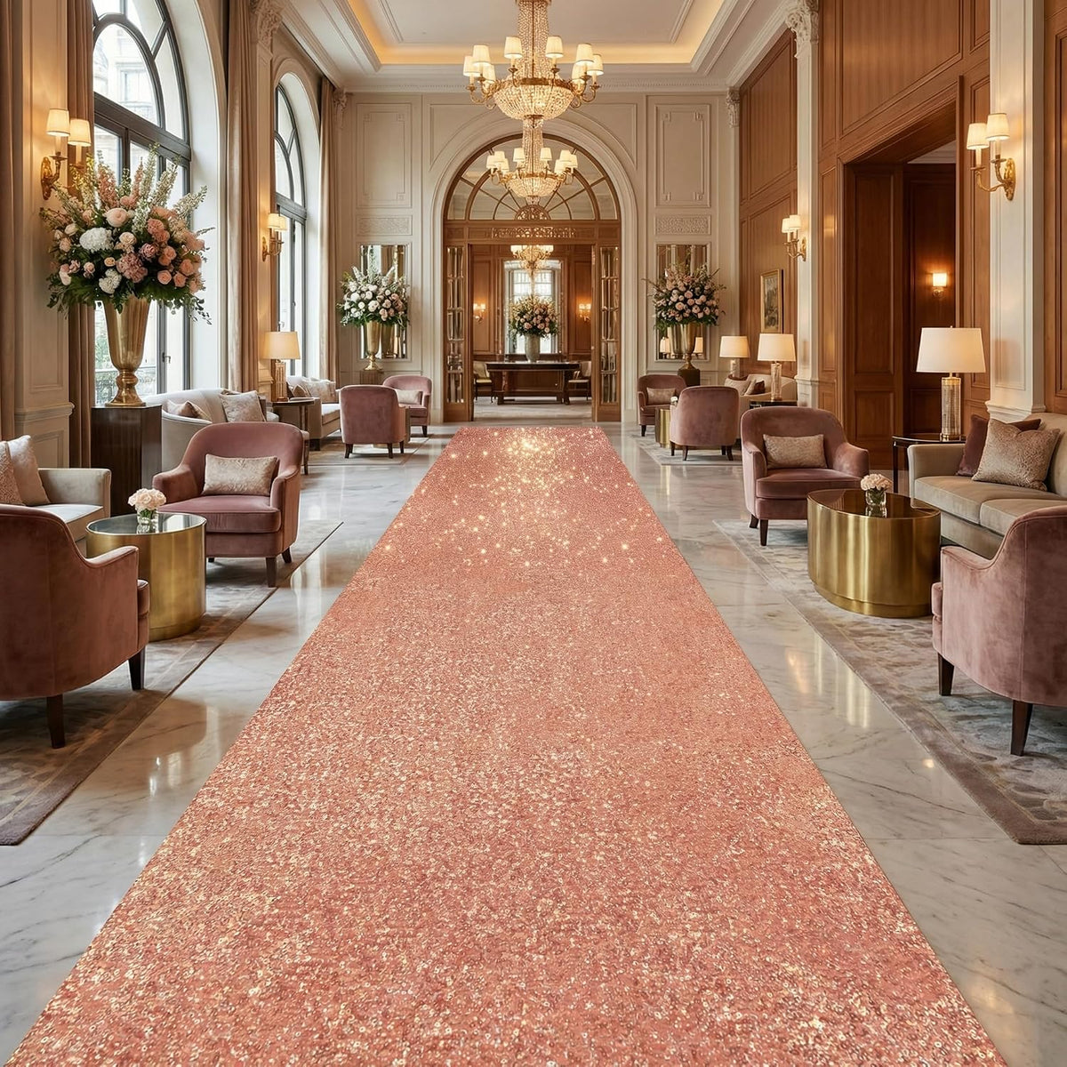 Aisle Runners 4FT×20FT - Rose Gold Sequin Aisle Runner Long Carpet Runner for...