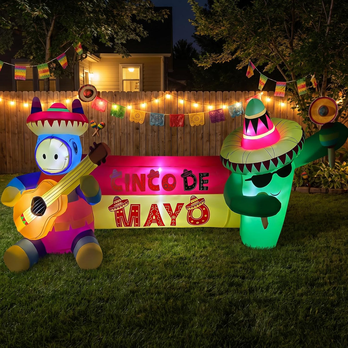 6.5ft long cinco de mayo inflatables outdoor decorations, side view