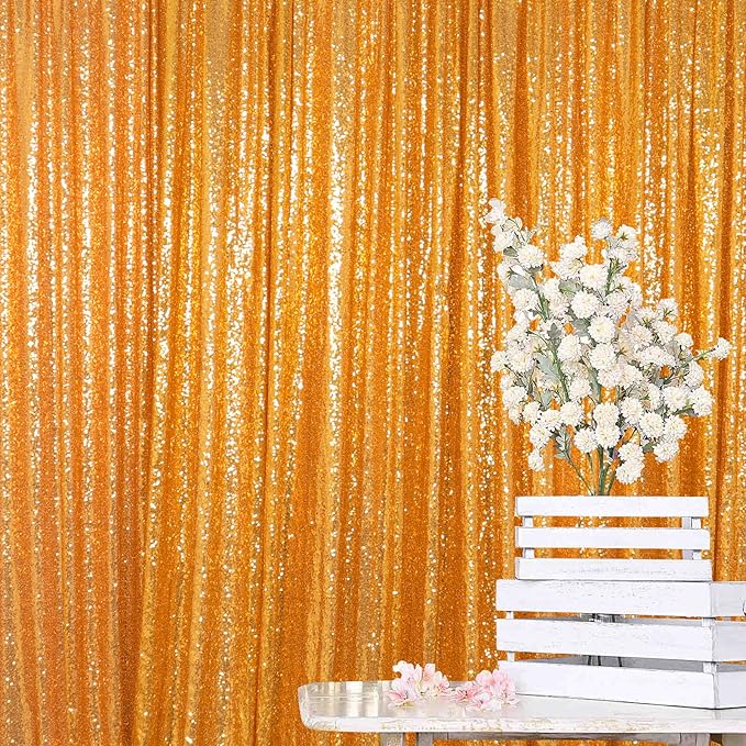ShinyBeauty Gold Sequin-Backdrop-20FTx10FT Sequin Fabric Backdrop for Photoshoot Golden Wedding Drapes Heavy Duty Backdrops 10FT Glitter Happy Birthday Baby Shower Background