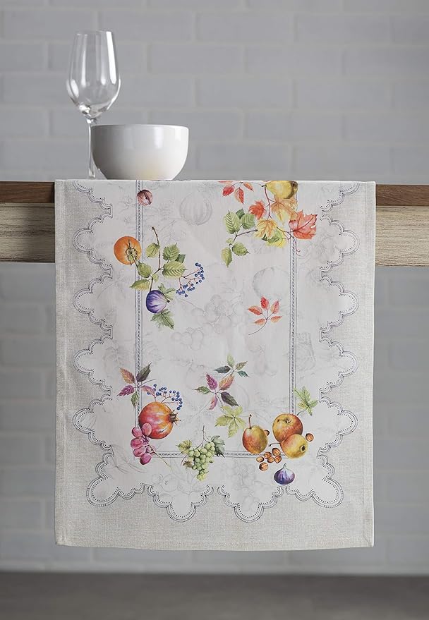 Maison d' Hermine Table Runner 100% Cotton Single Layer Table Runners 60 inches Long for Thanksgiving Christmas Decorations Home Kitchen Dining Party Wedding (Fruit D'Hiver, 14.5" x 60")