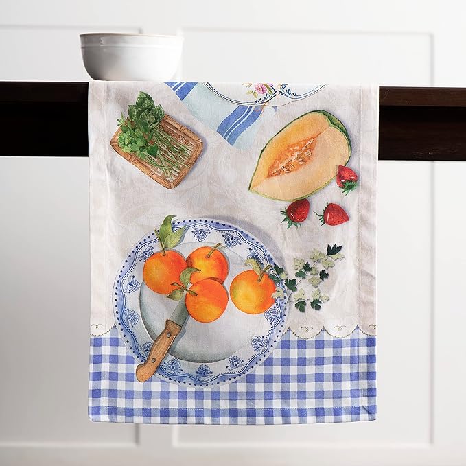 Maison d' Hermine Table Runner 100% Cotton Single Layer Table Runners 72 inches Long Decorative for Home Kitchen Dining Party Baby Shower Wedding Bridal Shower Spring Summer (Gourmand, 14.50" x 72")
