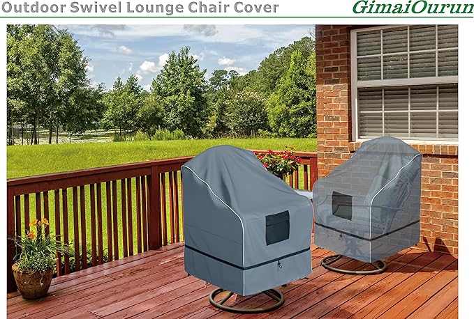 Outdoor Swivel Lounge Chair Cover 2 Pack, Waterproof Heavy Duty Outdoor Outdoor Lawn Patio Furniture Rocking Chair Cover, (29 W x 31 D x 38.5 H inches), Gray