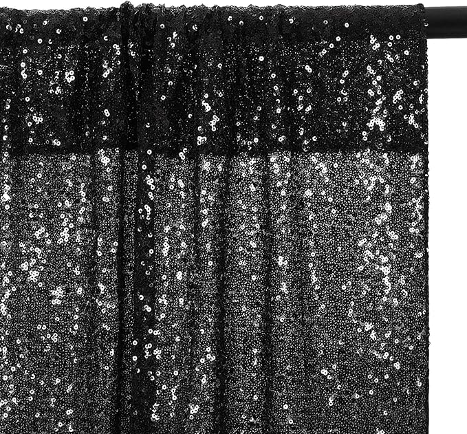 Eternal Beauty Black Sequin Backdrop, 6x6 Ft Halloween Glitter Background Curtains for Shimmer Photography Party Wedding Birthday Back Drop Decor