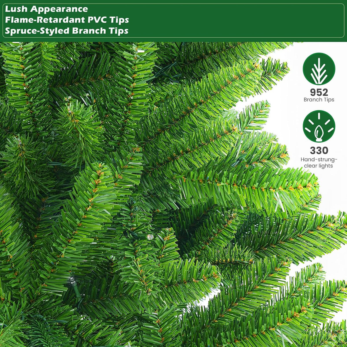 shareconn 6.5ft prelit premium artificial classic spruce christmas, side view