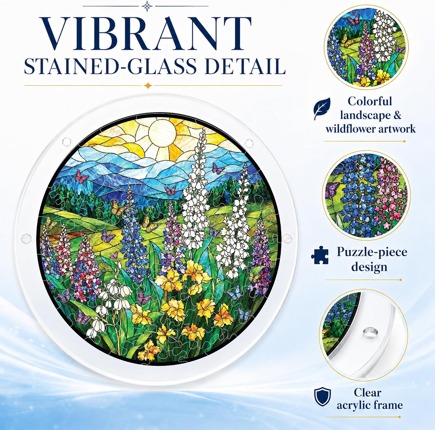 8.9 Inches Wildflower Puzzle Suncatcher, Sun Catcher Puzzle Gift for Women