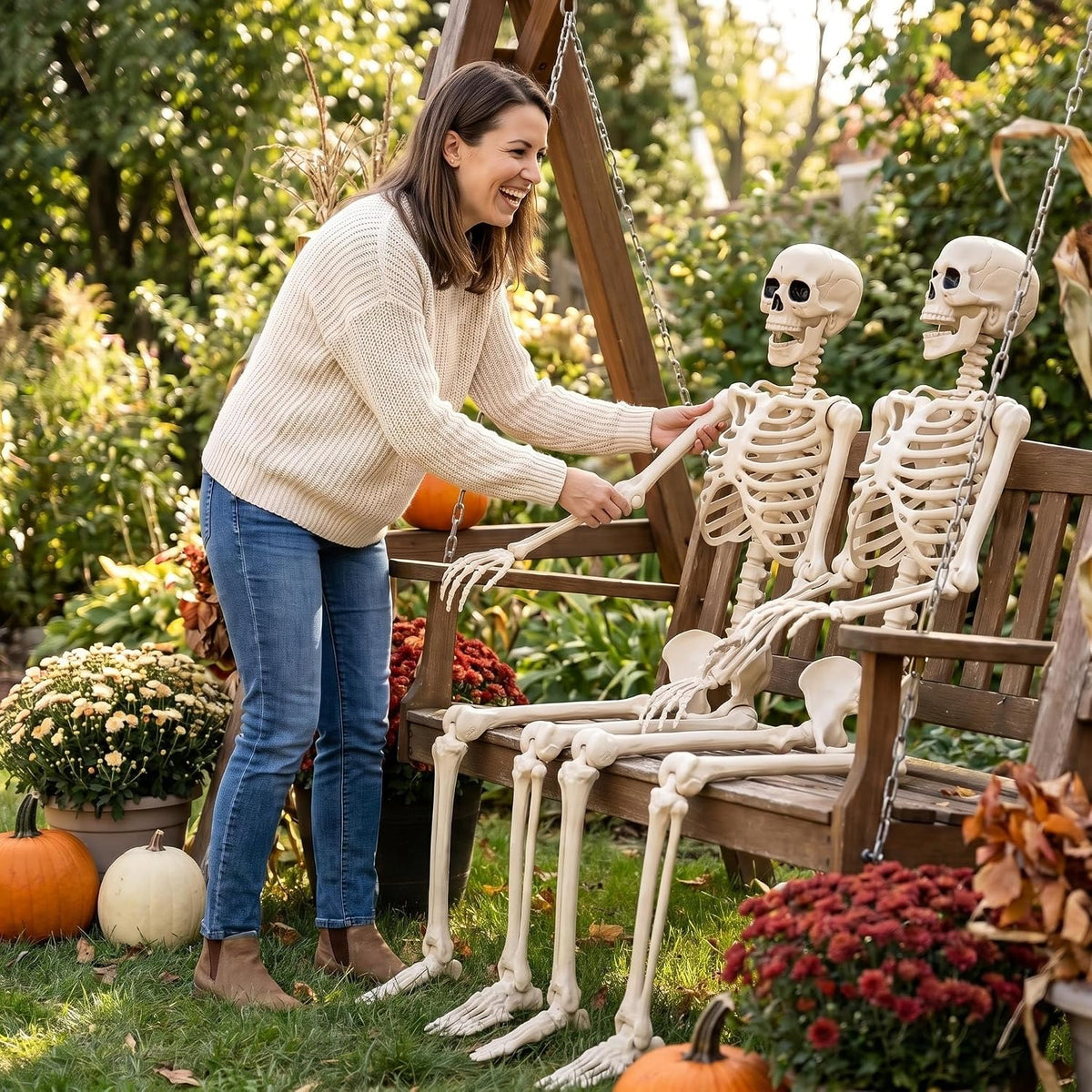 Aimeiar 5.4ft/165cm Life Size Skeleton for Halloween Decorations Outdoor/Indo...