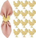Set of 12 Rooster Napkin Rings for Farmhouse Table Decor | Premium Metal Chicken Dinnerware Holders | Rustic Kitchen & Holiday Party Table Setting (Gold) - ALPHA Living HOME