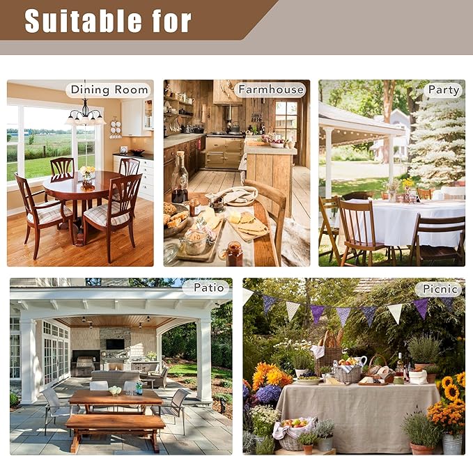 Fitable 2 Pack Faux Linen Fall Tablecloths, Wrinkle Proof Fabric Table Cloth Rectangle, Burlap Textured Table Covers for Thanksgiving Holiday Autumn Dinner Party Farmhouse (Rust, 60 x 84 Inch)