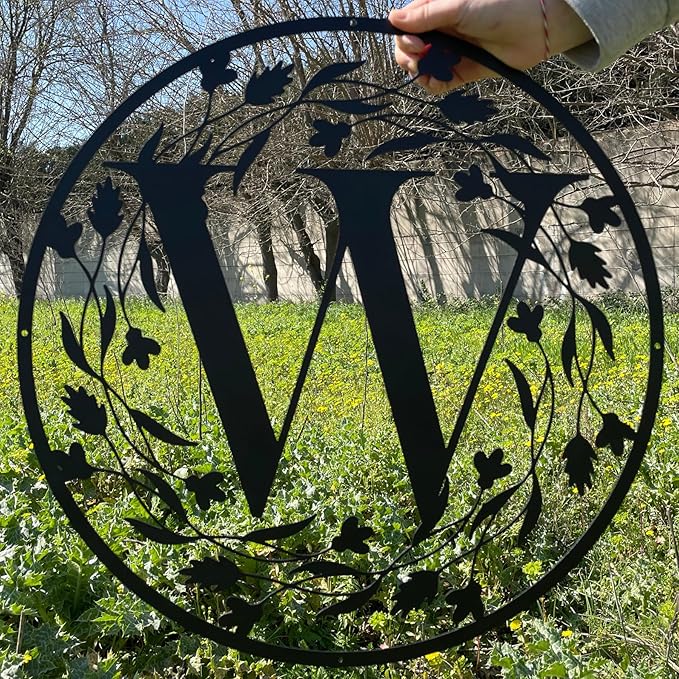 Personalized Metal Name Letter with Vines, Split Letter Monogram Wall Art Decor, Durable Steel Family Last Name, Custom Signs Indoor or Outdoor, Personalized Wedding Gifts, Housewarming Gift