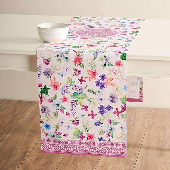 Maison d' Hermine Table Runner 100% Cotton Single Layer Table Runners 72 inches Long Decorative for Home Kitchen Dining Party Baby Shower Wedding Bridal Shower Spring Summer (Chardon, 14.50" x 72")