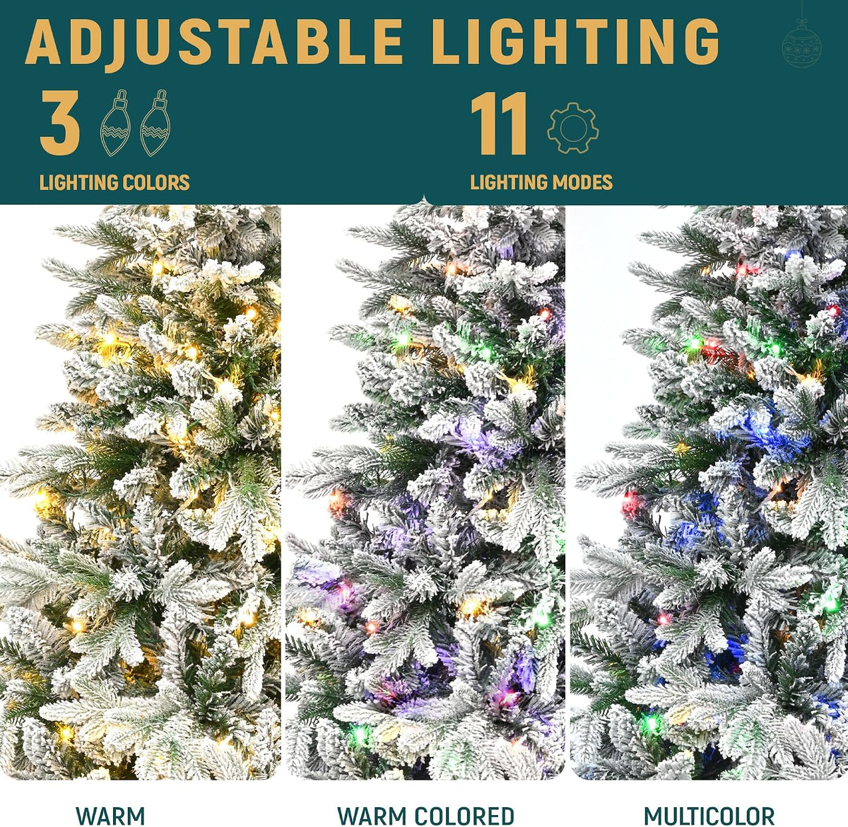 yitahome 7.5ft prelit flocked christmas tree with 1687, close-up detail