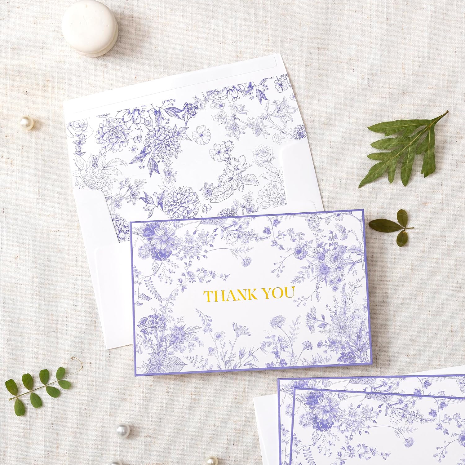 Crisky Purple Floral Thank You Cards with Envelopes, 50 Pack Lavender Wedding Thank You Notes Bulk for Bridal Shower Baby Shower Business Graduation, All Occasion