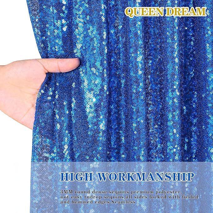 Royal Blue Backdrop Curtain Panels 2 Pieces 2ftx8ft Sequin Party Background for Birthdays Independence Day Theme Decorations