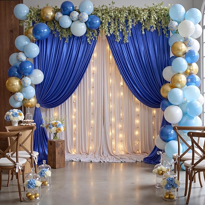20x10ft Thick Royal Blue Glitter Backdrop Curtain Panels for Parties, Wrinkle Free Sequin Sparking Photo Backdrop Drapes, 4 Panels 5x10ft Shimmer Back Drop Cloth for Wedding Birthday Photography