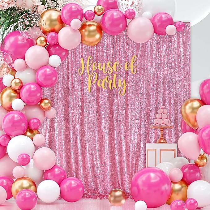 Blush Pink Sequin Backdrop Glitter Backdrop Curtains 10ft x 10ft Glitter Background for Party Baby Shower Wedding Decorations
