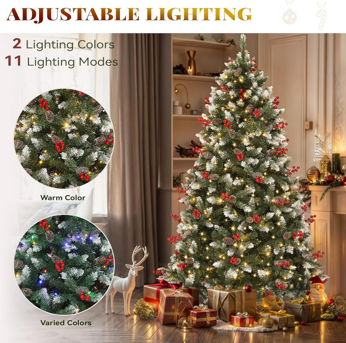 yitahome prelit pre-decorated christmas tree 6ft with remote, side view