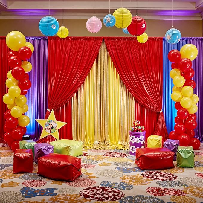 10x10ft Thick Red Glitter Backdrop Curtain Panels for Parties, Wrinkle Free Sequin Sparking Photo Backdrop Drapes, 2 Panels 5x10ft Shimmer Back Drop Cloth for Wedding Birthday Photography