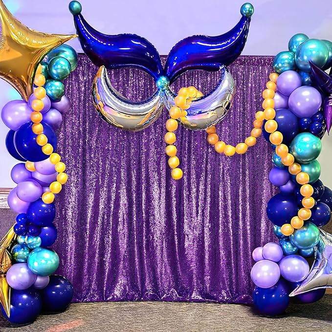 Purple Sequin Backdrop 8ft x 8ft Glitter Party Backdrop Curtains Glitter Background for Baby Shower Wedding Decorations