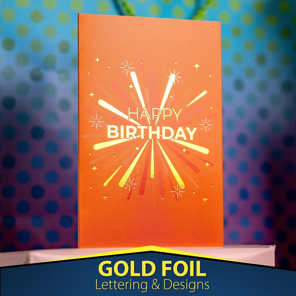 24 Pack Unique Gold Foil Birthday Cards with Envelopes & Stickers | 4x6 Inches Blank Happy Birthday Cards Assortment in Bulk for Family, Kids, Friends, Work & Office Celebrations.