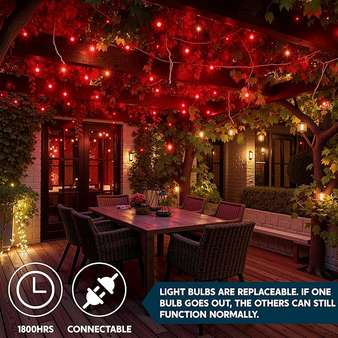 Joiedomi Christmas String Lights Indoor,100 Count Mini Red Light,21.4 FT Lighting Decor for Patio Dorm Classroom Bedroom Holiday Wedding Party Garland Birthday Festival,White Wire