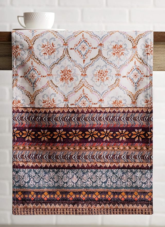 Maison d' Hermine Table Runner 100% Cotton Double Layer Table Runners 72 inches Long for Thanksgiving Christmas Decorations Home Kitchen Dining Party Wedding (Fair Isle, 14.5" x 72")