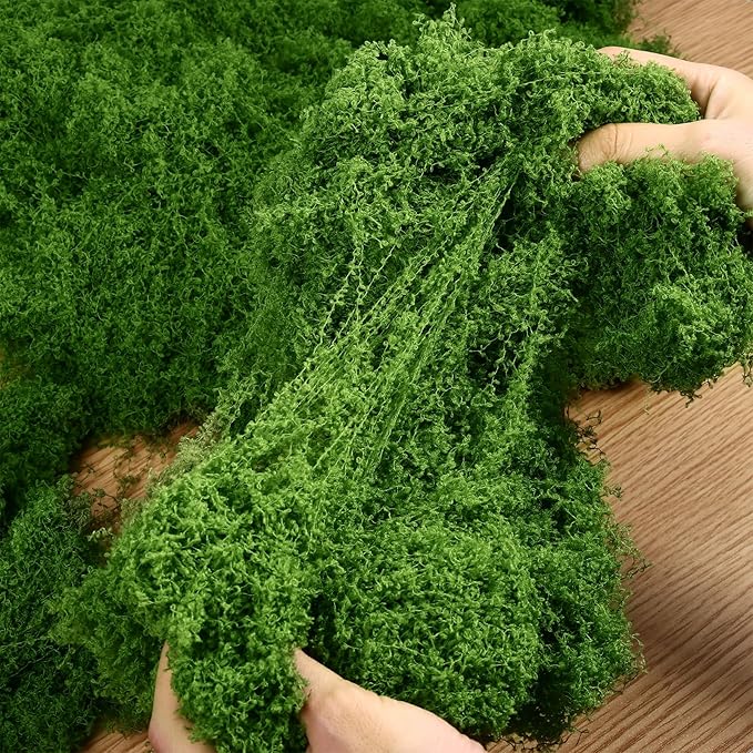 Draupnir Fake Green Moss for Plants Indoor, 5.3OZ Fake Moss for Crafts Preserved for DIY Decorative mossTable Centerpieces Decor Fairy Garden Floral Wedding (150g)