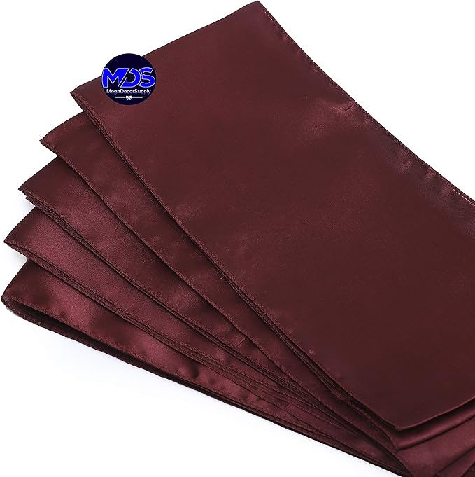 MDS Pack of 25 PCS Satin Chair Sashes Charmeuse Sateen Dining Chair Bows Ribbon Ties Back Sash for Wedding Party Birthday Home Hotel Restaurant Banquet Decoration (7 x 108 Inch, Burgundy)