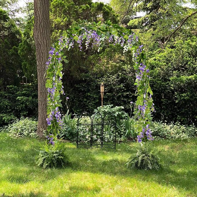 DearHouse 4Pcs 6.6Ft/Piece Artificial Flowers Silk Wisteria Garland Artificial Wisteria Vine Rattan Silk Hanging Flower for Home Garden Outdoor Ceremony Wedding Arch Floral Decor(Light Purple)
