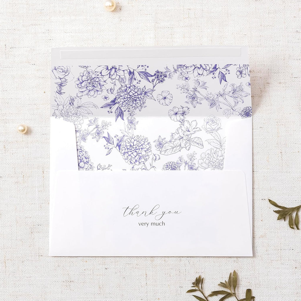 Crisky Purple Floral Thank You Cards with Envelopes, 50 Pack Lavender Wedding Thank You Notes Bulk for Bridal Shower Baby Shower Business Graduation, All Occasion