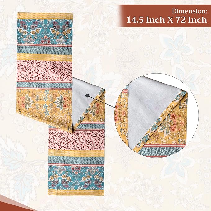 Maison d' Hermine Table Runner 100% Cotton Single Layer Table Runners 72 inches Long Decorative for Home Kitchen Dining Party Baby Shower Wedding Bridal Shower Spring Summer (Marquise, 14.50" x 72")