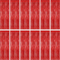 12 Pack Red Curtains, 3.28 FT x 7.05 FT Party Streamer, Metallic Party Backdrop Birthday Streamer Foil Curtains, Fringe Tinsel for Red Party Decor Casino Theme Decorations Party Supplies