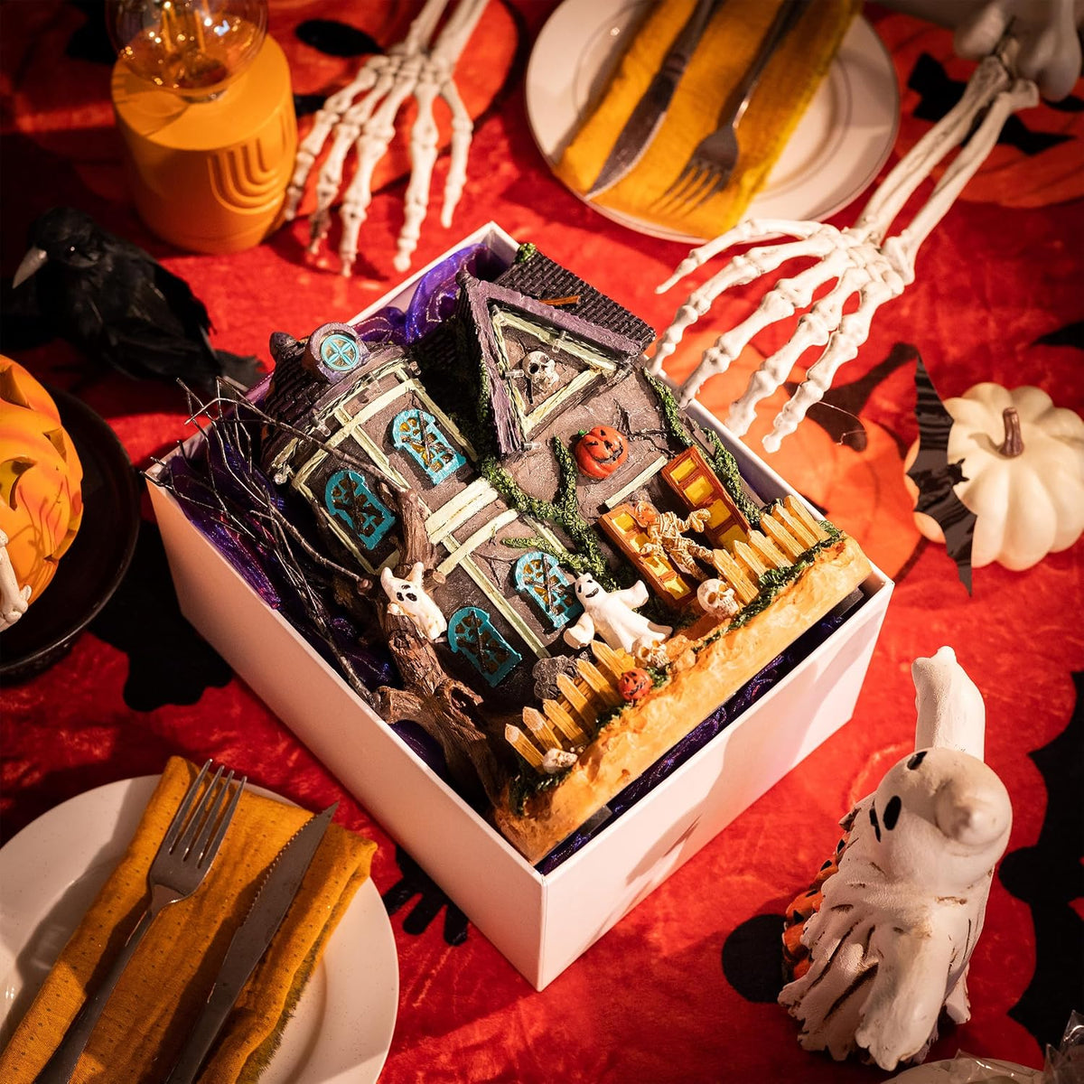Valery Madelyn Halloween Village for Home Decor, Lighted Halloween Decoration...