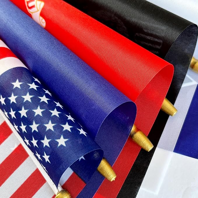 22 Pack All Branches Military Service Flags Set Small Mini Army Armed Forces Handheld Flag on Stick for Veterans Day,Memorial Day Decorations,5x8 Inch