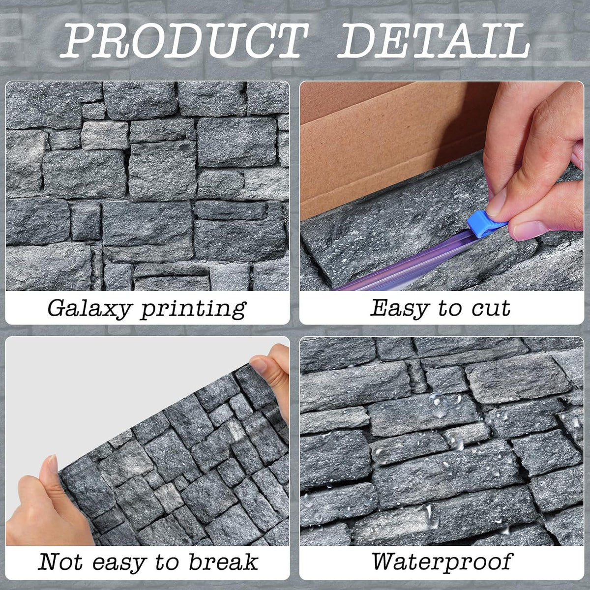 200 FT x 54 Inch Stone Wall Plastic Tablecloth Roll, Stone Wall Backdrop