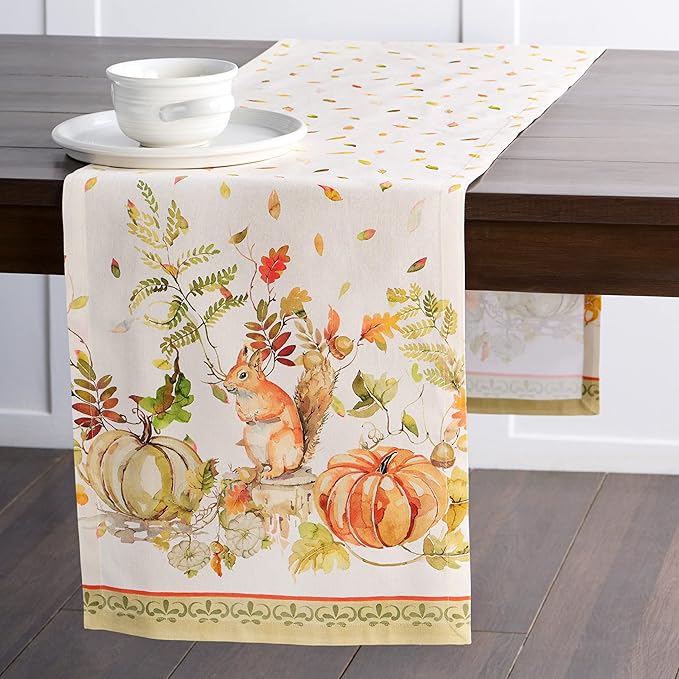 Maison d' Hermine Table Runner 100% Cotton Single Layer Table Runners 108 inches Long Decorative for Home Kitchen Dining Party Baby Shower Wedding Bridal Shower (Pumpkin Passion, 14.50" x 108")