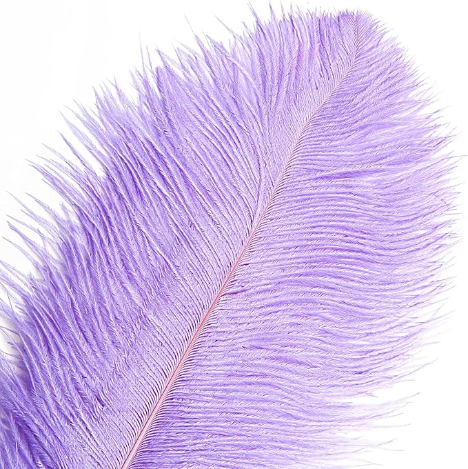 THARAHT Lavender Ostrich Feathers 12pcs Large Natural Bulk 12-14Inch 30cm-35cm for Wedding Party Centerpieces Easter Gatsbi and Decoration Feather
