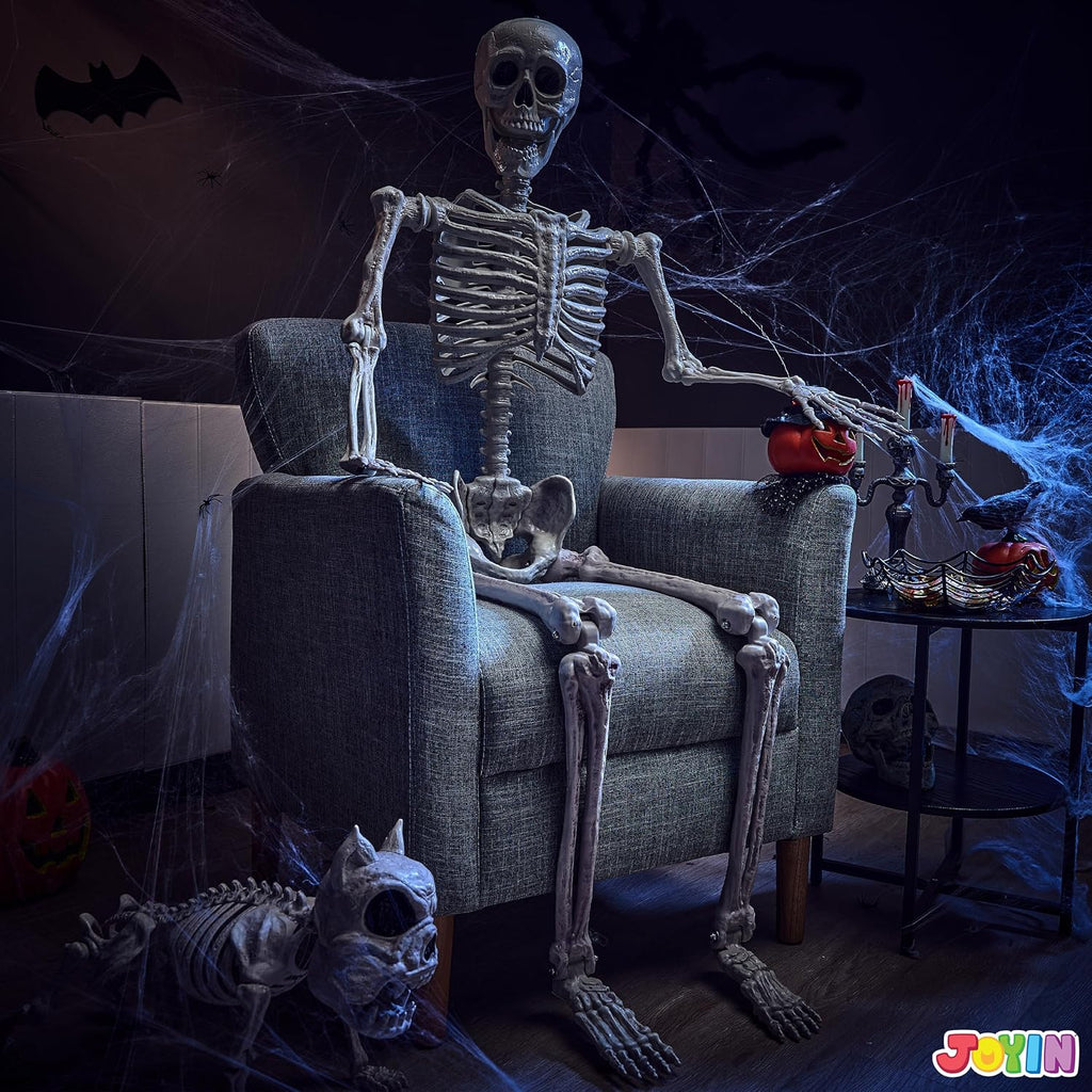 joyin 5.6 ft halloween posable life size skeleton, package contents