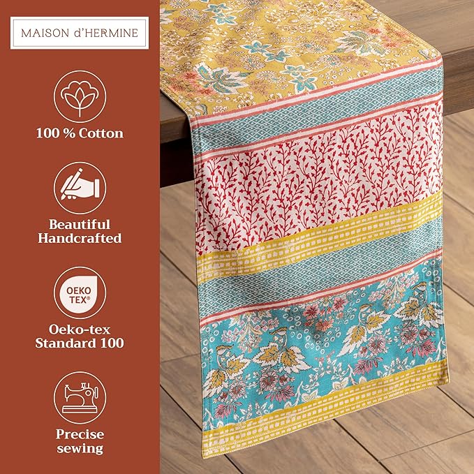 Maison d' Hermine Table runner 100% Cotton Double Layer Table Runners 108 inches long Decorative for Home Kitchen Dining Party Baby Shower Wedding Bridal Shower Spring Summer (Marquise, 14.50" x 108")