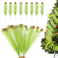 20Pcs 21.7'' Lime Green Christmas Tree Topper with Red Balls | Grinch Christmas Decorations, Artificial Pampas Grass Stems, For Wreath Craft Vase Fillers, Xmas Home Decoration Supplies
