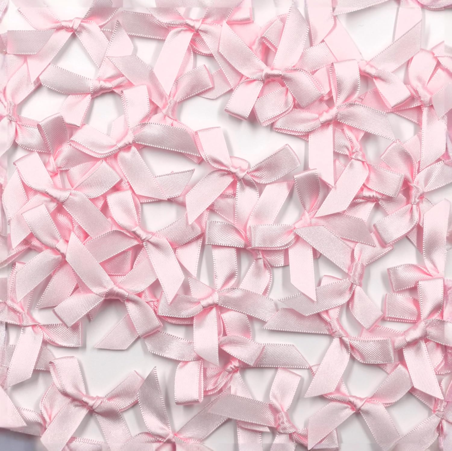 60pcs 1.7" Mini Pink Ribbon Bows Decor – Small DIY Satin Bows for Crafts, Little Bows for Gift Wrapping, Tiny Bow Stickers for Scrapbook Treats Balloon Cake Hairstyle Candle Decorations